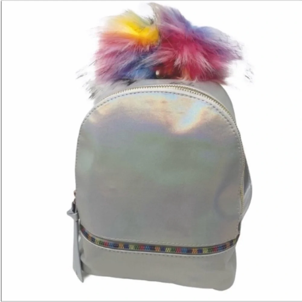 UNDERONSKY Iridescent Fuzzy Unicorn Backpack Bag NEW